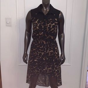 Indulge Illusion Leopard Print High Low Dress Size L